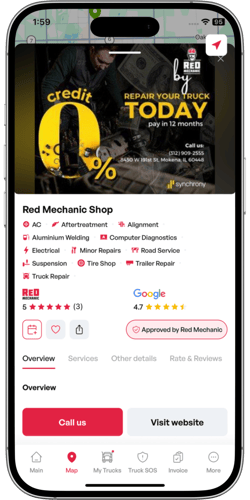 Advertising mobile repair shop